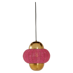 Light & Living Hanglamp 'Cetara' Kralen, 26cm, kleur Roze/Brons