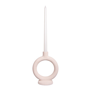 QUVIO Ronde kaarsenhouder - Rond - Keramiek - Gebroken wit - Groot