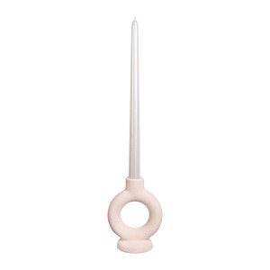 QUVIO Ronde kaarsenhouder - Rond - Keramiek - Gebroken wit - Klein