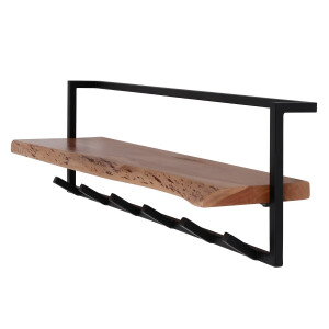 Kapstok Air Solid hoedenplank 6 haken - massief acacia