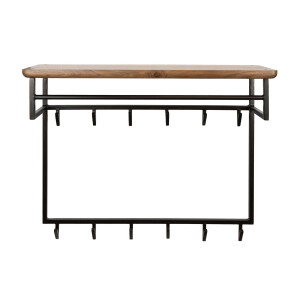 Kapstok Edge Curve hoog 12 haken Massief acacia bruin