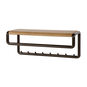 Kapstok Luno roede en hoedenplank 8 haken Drift brown