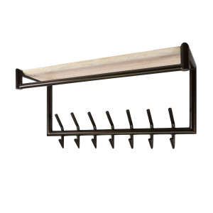 Kapstok Terra roede en hoedenplank 2x7 haken Melamine travertine