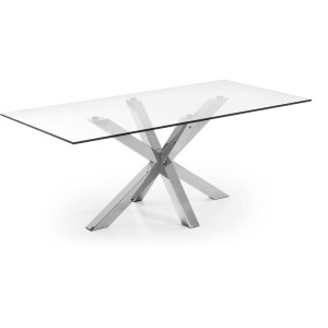 Kave Home Eettafel 'Argo' Chroom/Glas, 200 x 100cm