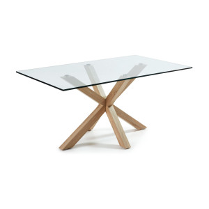 Kave Home Eettafel 'Argo' hout / glas, 160 x 90cm