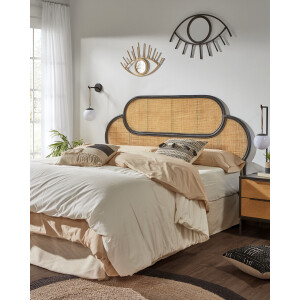 Kave Home Hoofdbord 'Lalita' Rotan / Webbing, kleur Zwart