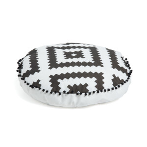 Kave Home Poef 'Ethnie' 60cm, kleur Wit/zwart