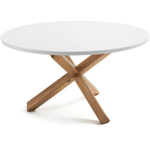 Kave Home Ronde Eettafel 'Lotus' 135cm, kleur Wit/Eiken