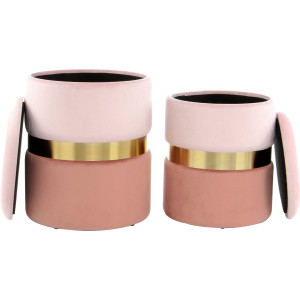 Kayoom Hocker met bergruimte Zora 125 chic design met metalen ring, zacht verdikt, met bergruimte (set, 2 stuks)