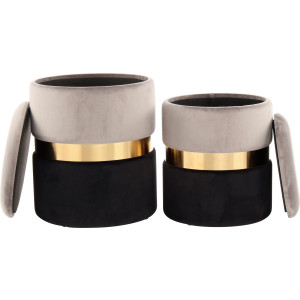 Kayoom Hocker met bergruimte Zora 125 chic design met metalen ring, zacht verdikt, met bergruimte (set, 2 stuks)