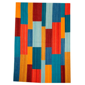 Kayoom Vloerkleed Radical 335 Handgeweven jacquard kilim, hoogwaardige materiaalcombinatie.