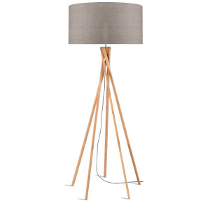 Good&Mojo Vloerlamp 'Kilimanjaro' Bamboe en Eco linnen, kleur Donkerbeige