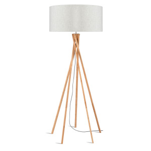 Good&Mojo Vloerlamp 'Kilimanjaro' Bamboe en Eco linnen, kleur Beige