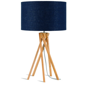 Good&Mojo Tafellamp 'Kilimanjaro' Bamboe en Eco linnen, kleur Denimblauw