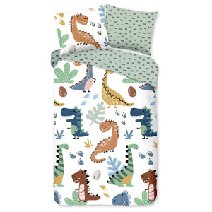 Kinderdekbedovertrek Katoen 140x200 Cm Wit & Meerkleurig Natuur Good Morning - Jongens & Kids - 140x200 Cm (Junior) - Good Morning - Dekbed-Discounter.nl