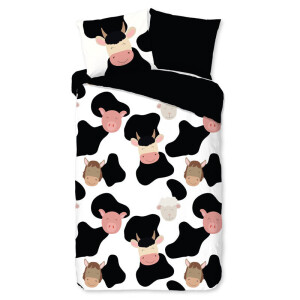 Kinderdekbedovertrek Katoen - 140x200 Cm Zwart & Wit & Meerkleurig - Dieren & Stippen - Good Morning - Dekbed-Discounter.nl