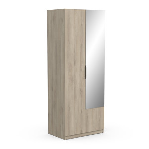 Kledingkast Ghost 2 deuren met spiegel 80x203 cm eiken