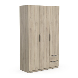 Kledingkast Ghost 3 deuren en 2 laden 120x203 cm eiken