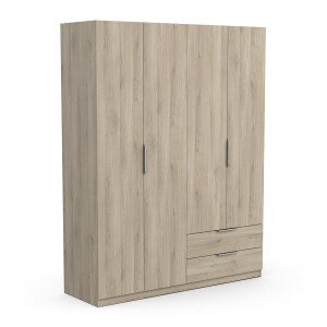 Kledingkast Ghost 4 deuren en 2 laden 160x203 cm eiken