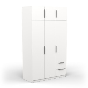 Kledingkast Ghost 6 deuren en 2 laden 120x203 cm wit
