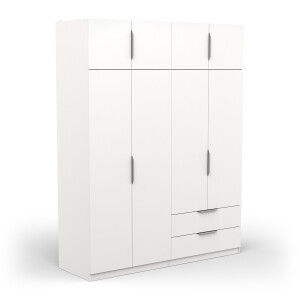 Kledingkast Ghost 8 deuren en 2 laden 160x203 cm wit