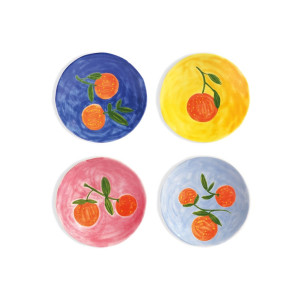 &Klevering Orange ontbijtbord 16 cm set van 4