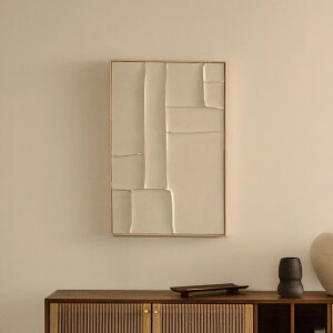 Kave Home Abstract Schilderij 'Klis' Met reliëf, 90 x 60cm