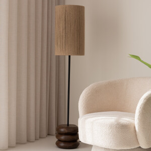 Kave Home Vloerlamp 'Kor' Acaciahout en jute, 147cm
