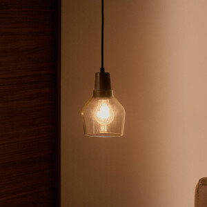 Kave Home Hanglamp 'Silex' Notenhout en glas, 13cm