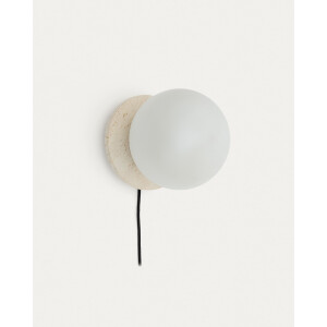 Kave Home Wandlamp 'Malachi' Travertin en glas