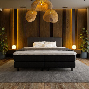Boxspring Hotel Zwart 140x210 Cm Koudschuim + 10 Cm Medium & 7 Comfortzones & Normale Instap & Direct Leverbaar Nova Spring -