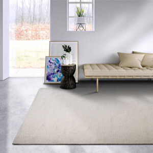 Wollen Vloerkleed Dehli - Wit 90x60cm - Wol Katoen - Dekbed-Discounter.nl