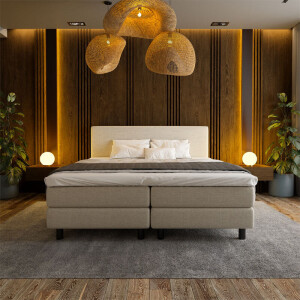Boxspring Hotel Beige 90x200 Cm Koudschuim + 10 Cm Incl. Montage Medium & 7 Comfortzones & Normale Instap Nova Spring - Dekbed-Discounter.nl