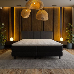 2-Persoons Boxspring Hotel - Beam - Zwart 160x200 cm - Pocketvering - Inclusief Topper - Dekbed-Discounter.nl