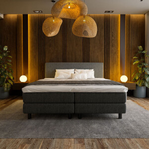 Boxspring Hotel Antraciet 180x210 Cm Comfortschuim + 4 Cm Medium & 7 Comfortzones & Normale Instap & Direct Leverbaar Nova Spring -