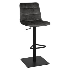 LABEL51 Draaibare Barkruk 'Juul' Velvet, kleur Antraciet (zithoogte 55-81cm)