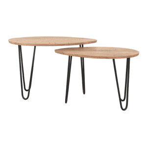 LABEL51 Organische Salontafel 'Frisk' Set van 2 stuks, Rough Mangohout, kleur Naturel