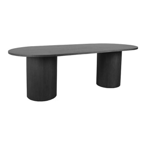 LABEL51 Ovale Eettafel 'Oliva' Zwart Eiken, 240 x 120cm