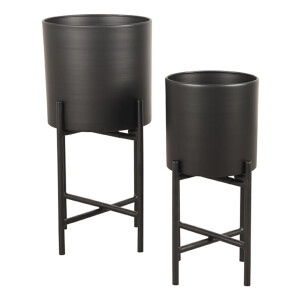 LABEL51 Plantenstandaard 'Plantin' Set van 2 stuks, kleur Zwart