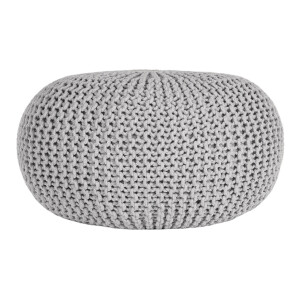 LABEL51 Poef Knitted', 70 x 35cm, kleur Lichtgrijs