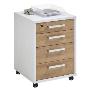 Ladeblok Calvia 65 cm hoog in wit met oud eiken