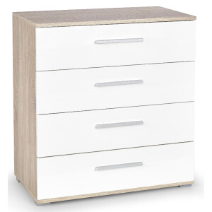 Ladekast Lima 82 cm hoog in sonoma eiken met hoogglans wit
