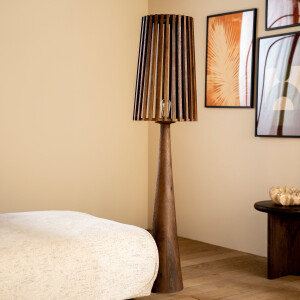By-Boo Vloerlamp 'Guard' Mangohout, 162cm hoog, kleur Bruin