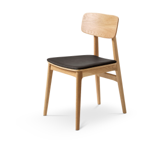Lana houten eetkamerstoel - met zwart kunstleer