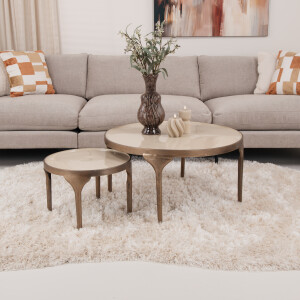 Light & Living Salontafel 'Lapaz' Set van 2 stuks, kleur Antiek Brons/Taupe