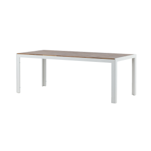 Lasse aluminium tuintafel wit - houten tafelblad - 205 x 90 cm