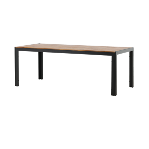 Lasse aluminium tuintafel zwart - houten tafelblad - 205 x 90 cm