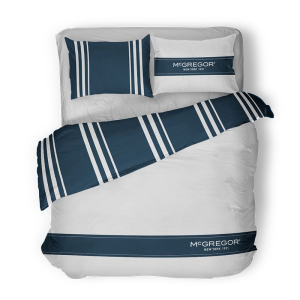 2e -50% | Dekbedovertrek McGregor - Katoen - Staten Island - Tweepersoons (200x200 Cm) - Wit & Blauw Katoen - Strepen & Hotel Luxe - McGregor - Dekbed-Discounter.nl