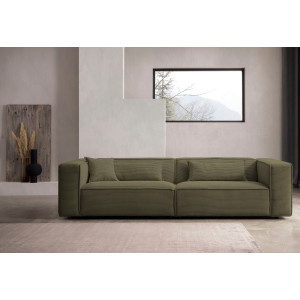 LeGer Home by Lena Gercke 3-zitsbank PIARA, bank met biesnaad, sofa in cord of linnenlook Inclusief 2 rugkussens 80 x 35 cm en 1 sierkussen 40 x 40 cm