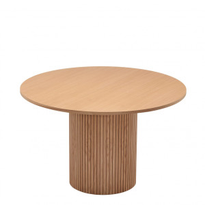 LeGer Home by Lena Gercke Eettafel TOSCANA, Eiken Fineer ronde tafelblad, d 125 cm, zuilonderstel met groevenstructuur